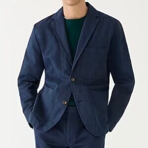 J.Crew Garment Dyed Cotton Linen Blend Chino Suit Jacket Blazer AX270 Navy 34